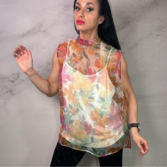 NWT NY&C New York & Company sheer floral top with cami - Picture 1 of 6